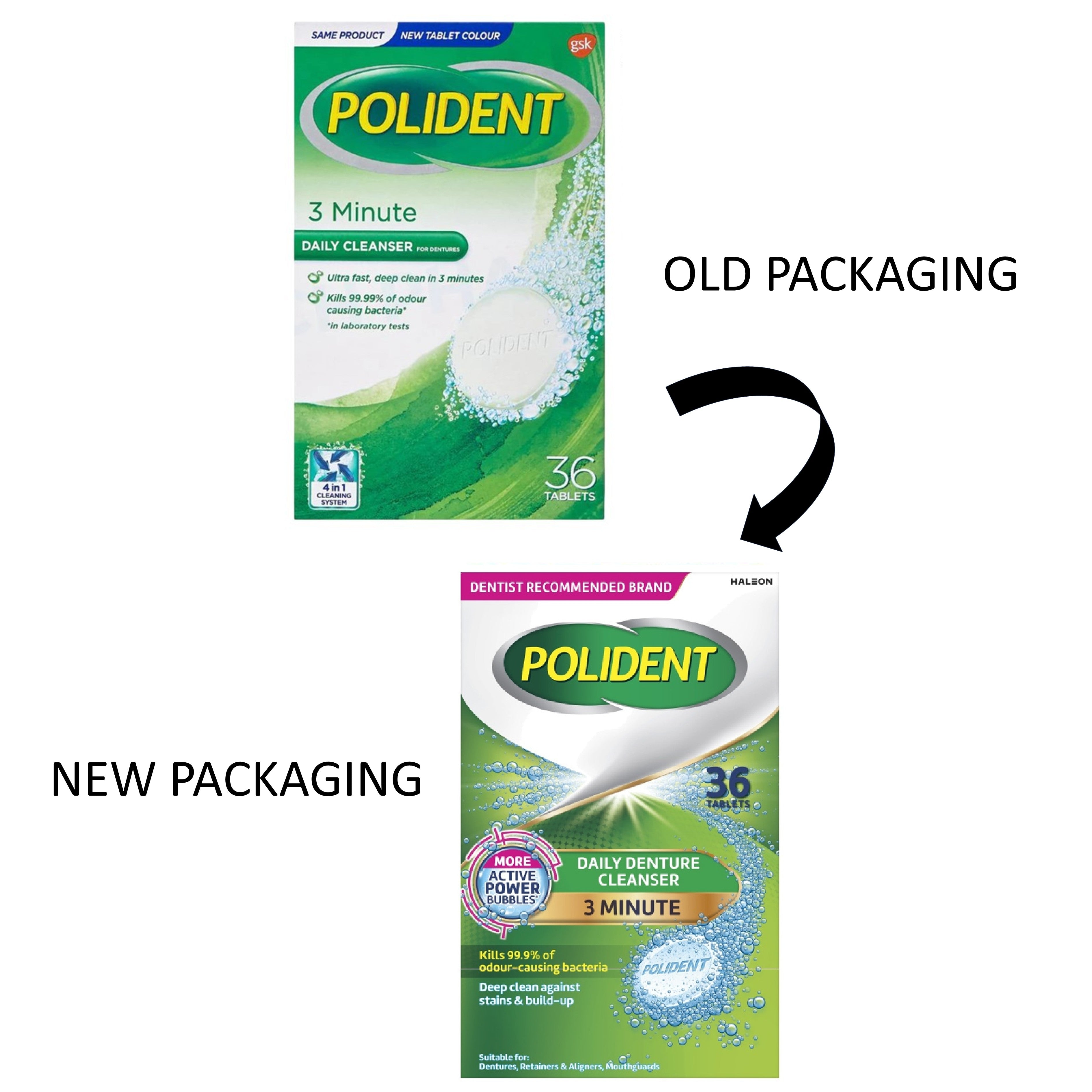 Polident Daily Denture Cleanser Tablet - 3 Minute (36's)