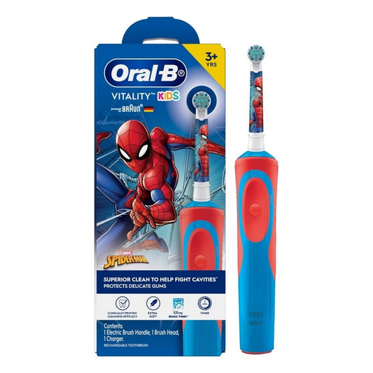 Oral-B Vitality Kids (Marvel Spiderman) Rechargeable Toothbrush (1 Handle, 1 Brush Head, 1 Charger) [For Children 3+ Years]