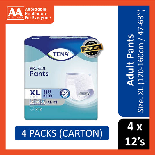 Tena PROskin Adult Pants Plus Size XL 12's (120-160cm / 47-63 inches) [4 Packs/Carton]