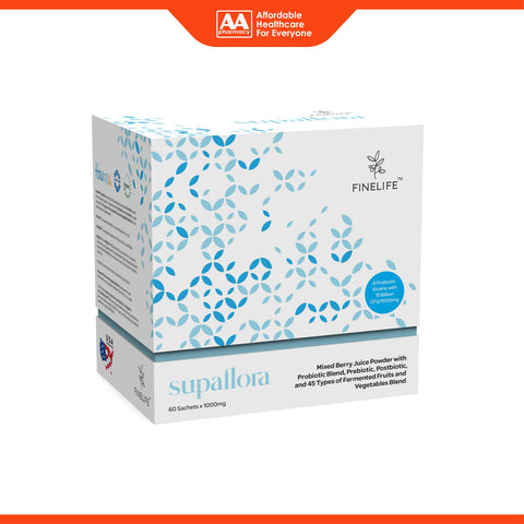 Finelife SupaFlora (6 Probiotic Strains with 15 Billion CFU/1000mg) Sachet 60's (Mixed Berry Flavour)