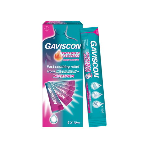 Gaviscon Double Action Liquid Sachet 10mLx5's (Mint Flavour)