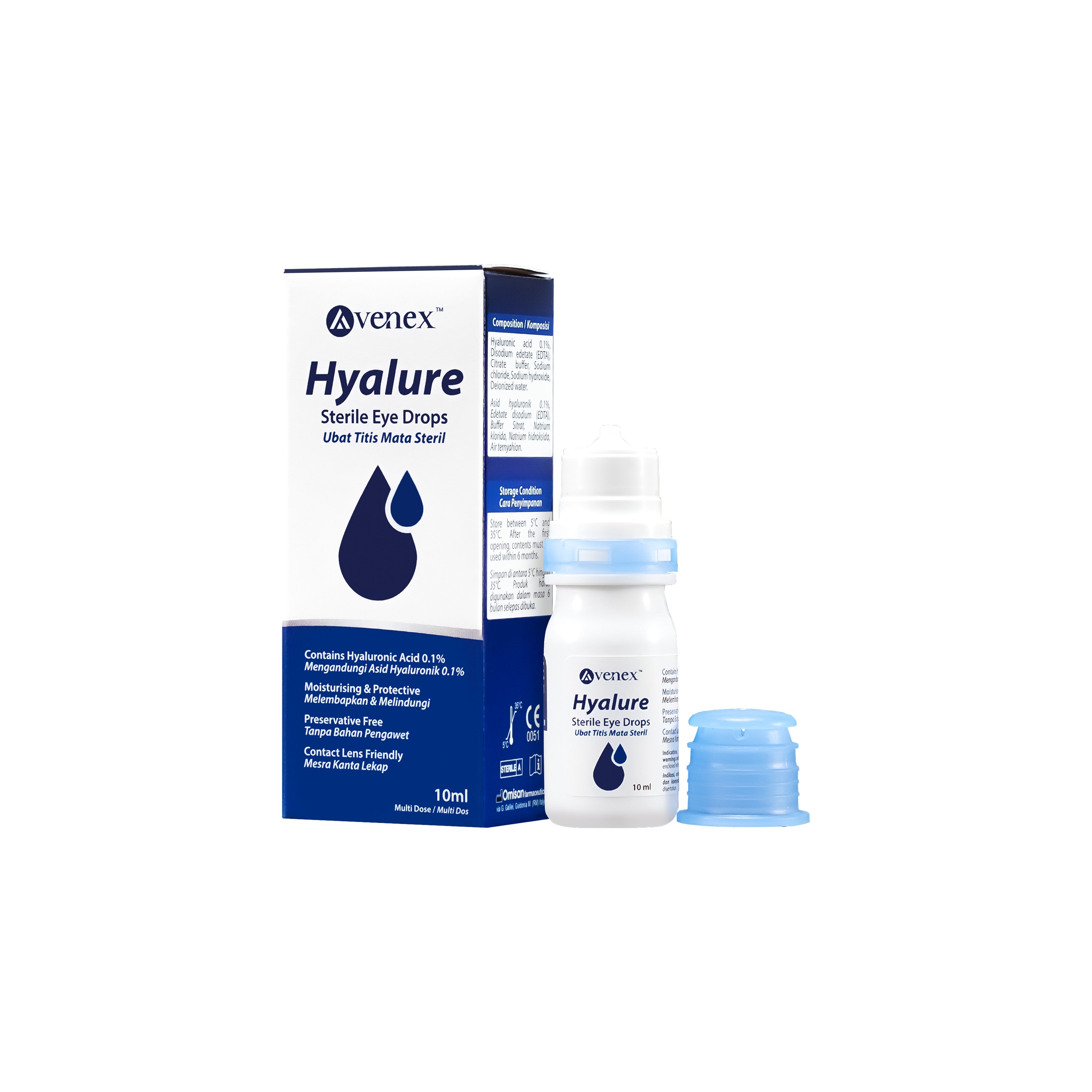 Avenex Hyalure Sterile Multi Dose Eye Drops (Preservative Free) 10mL