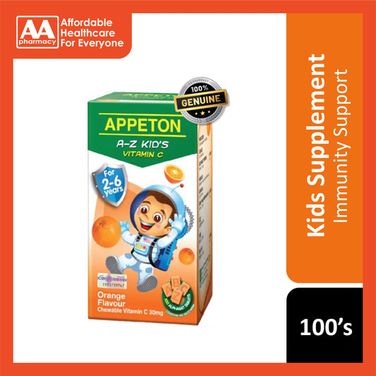 Appeton A-Z Kid's Vitamin C 30mg (Orange Flavour) Chewable Tablet 100's [For Children 2-6 Years]