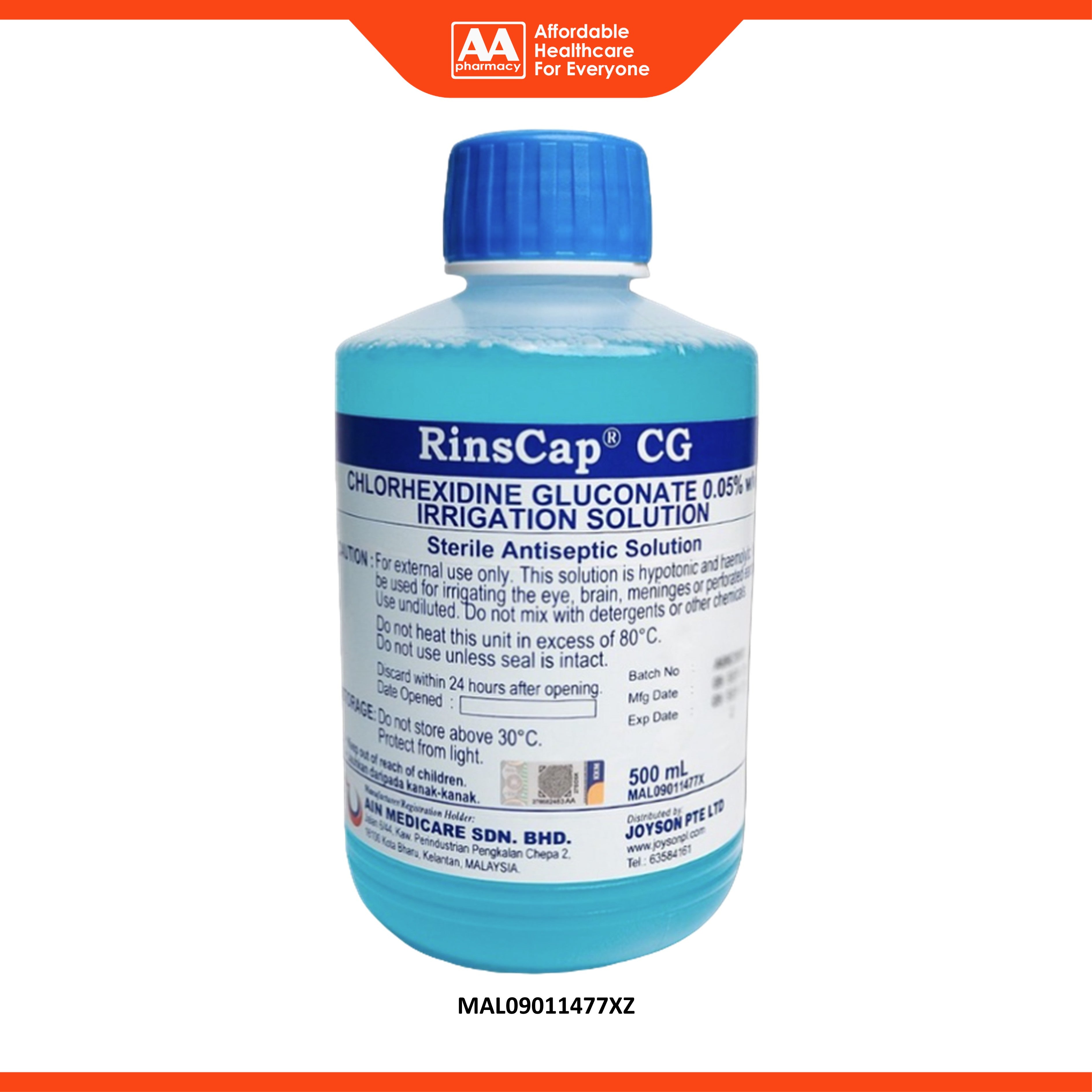 Rinscap CG Chlorhexidine Gluconate 0.05% Irrigation Solution 500ml