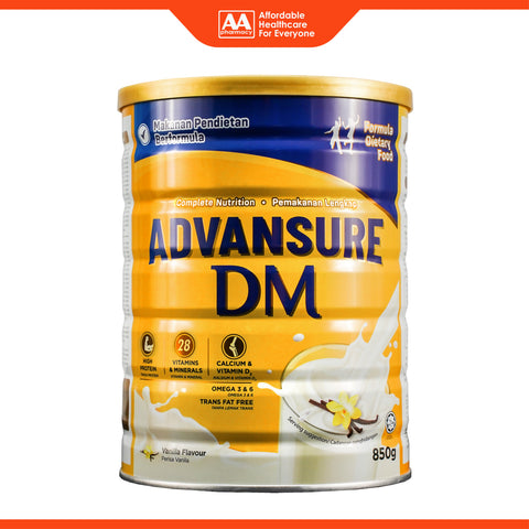 Advansure DM Complete Nutrition Formula Dietary Food 850g (Vanilla Flavour)