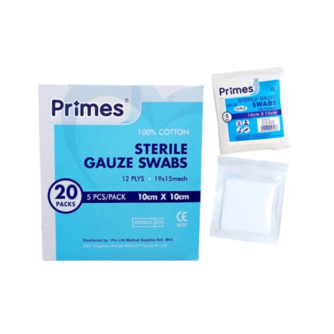Sterile Gauze Swab 10cmx10cmx12ply 5pcsx20's