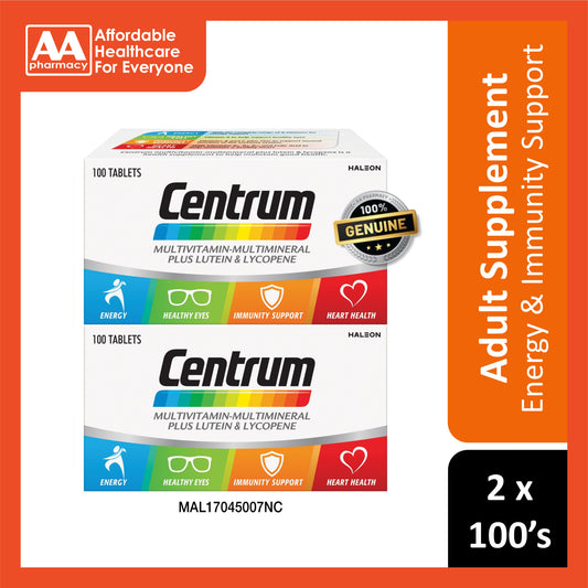Centrum Multivitamin-Multimineral Plus Lutein and Lycopene Tablet 2x100's [Twinpack]