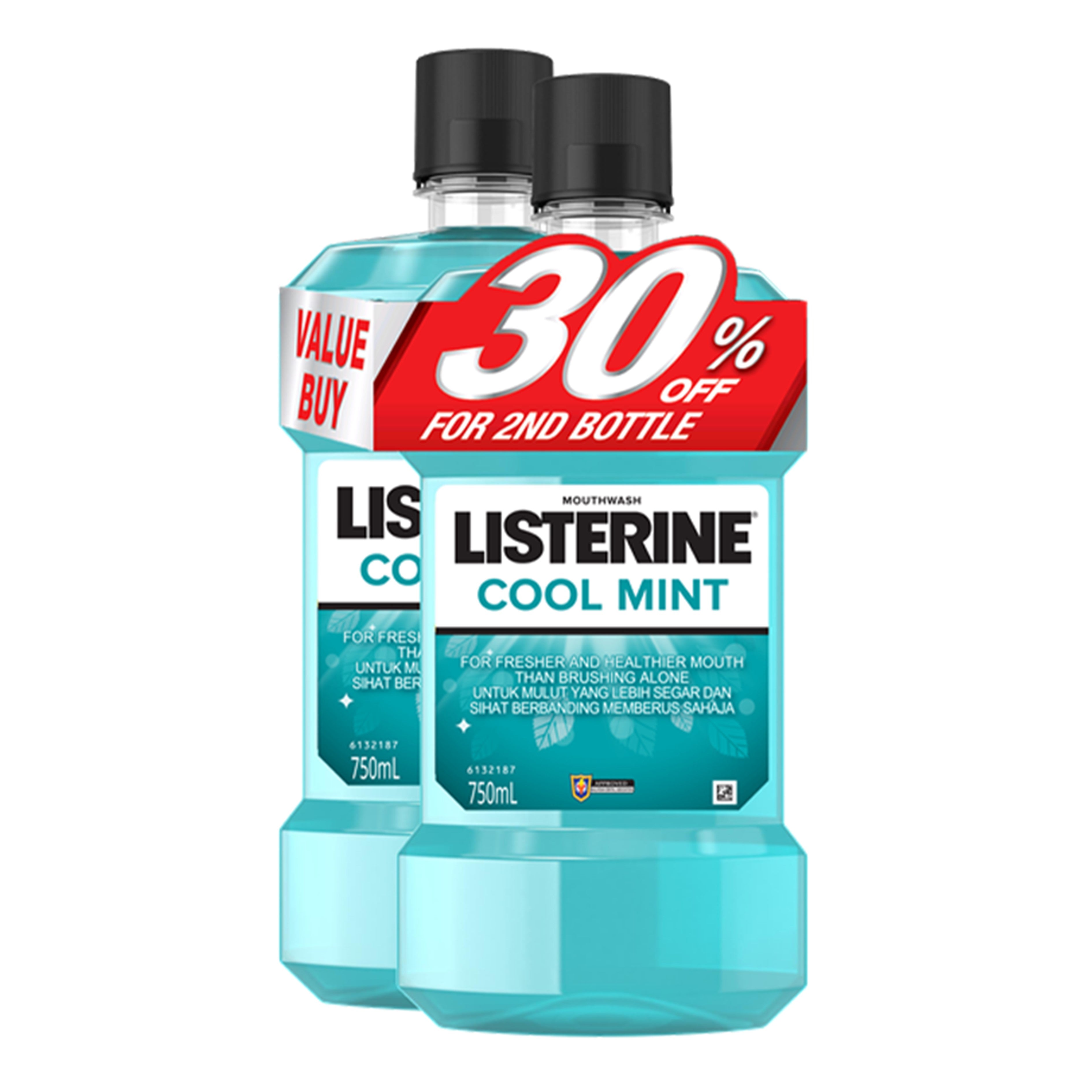 Listerine Mouthwash - Cool Mint 750mLx2's [Twinpack]