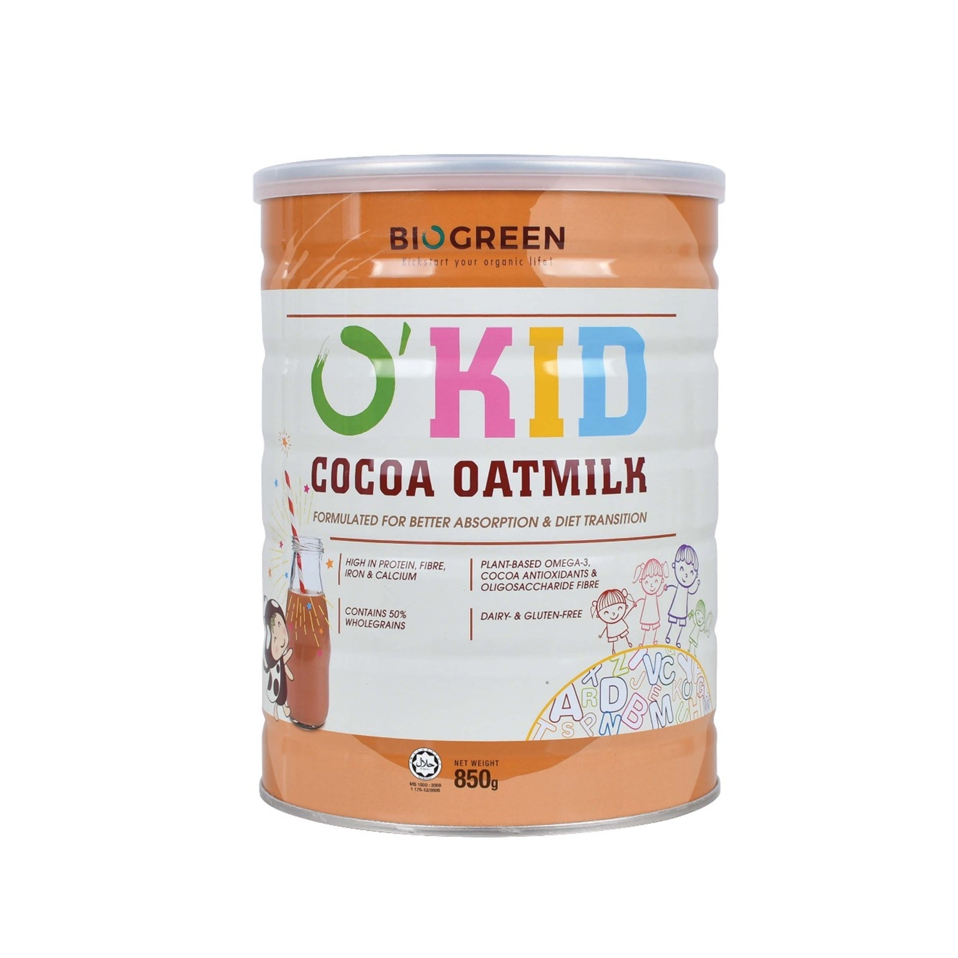 Biogreen O'Kid Cocoa Oatmilk 850g (For Children 1 Year and Above)