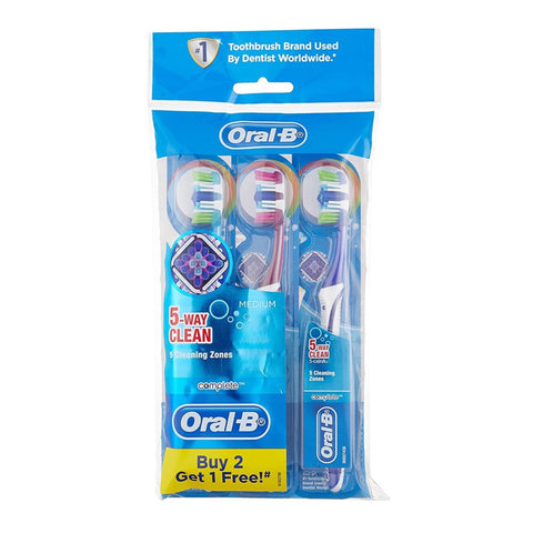 Oral-B Toothbrush (5-Way Clean, Medium) 2+1's