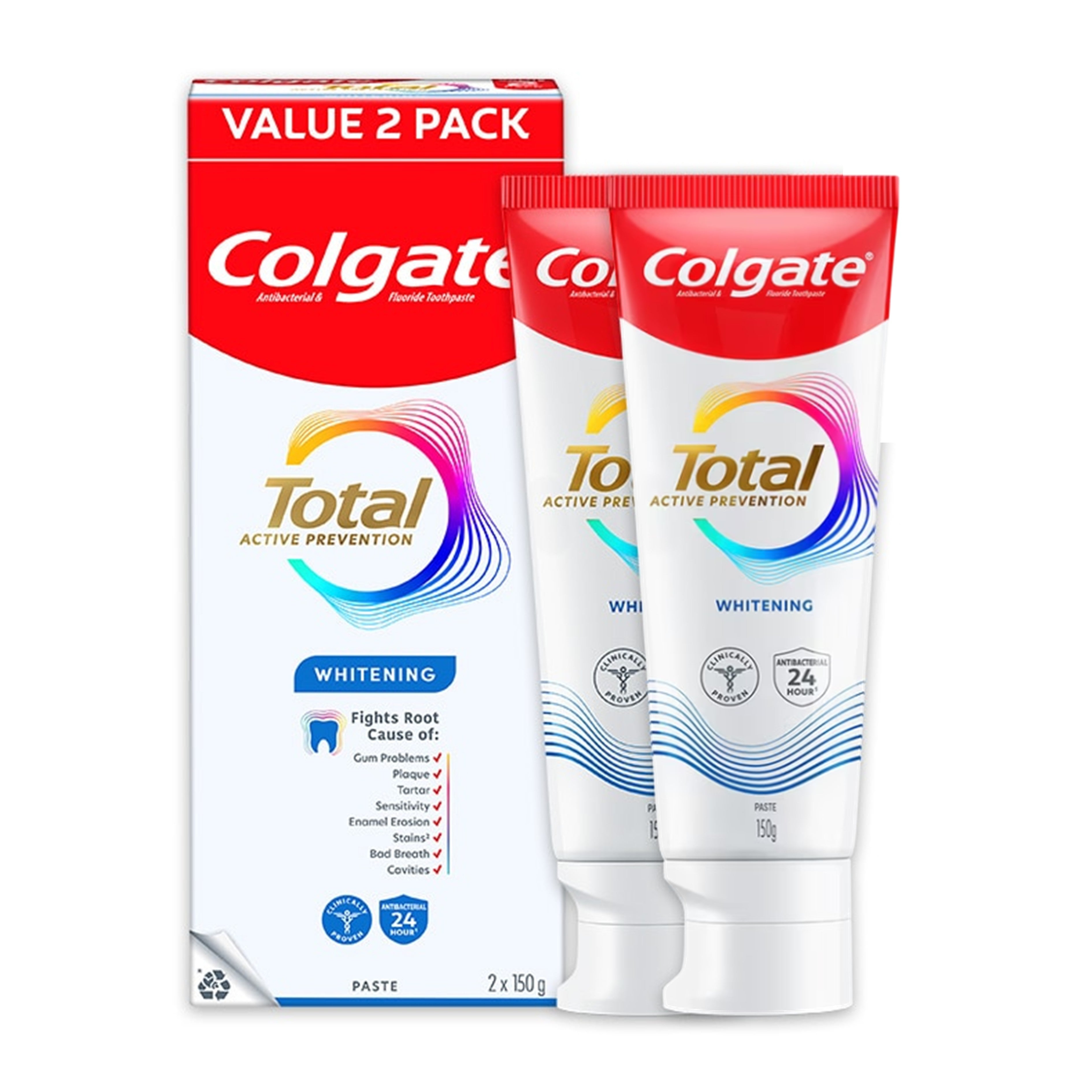 Colgate Total Active Prevention (Whitening) Toothpaste 150gx2's [Twinpack]