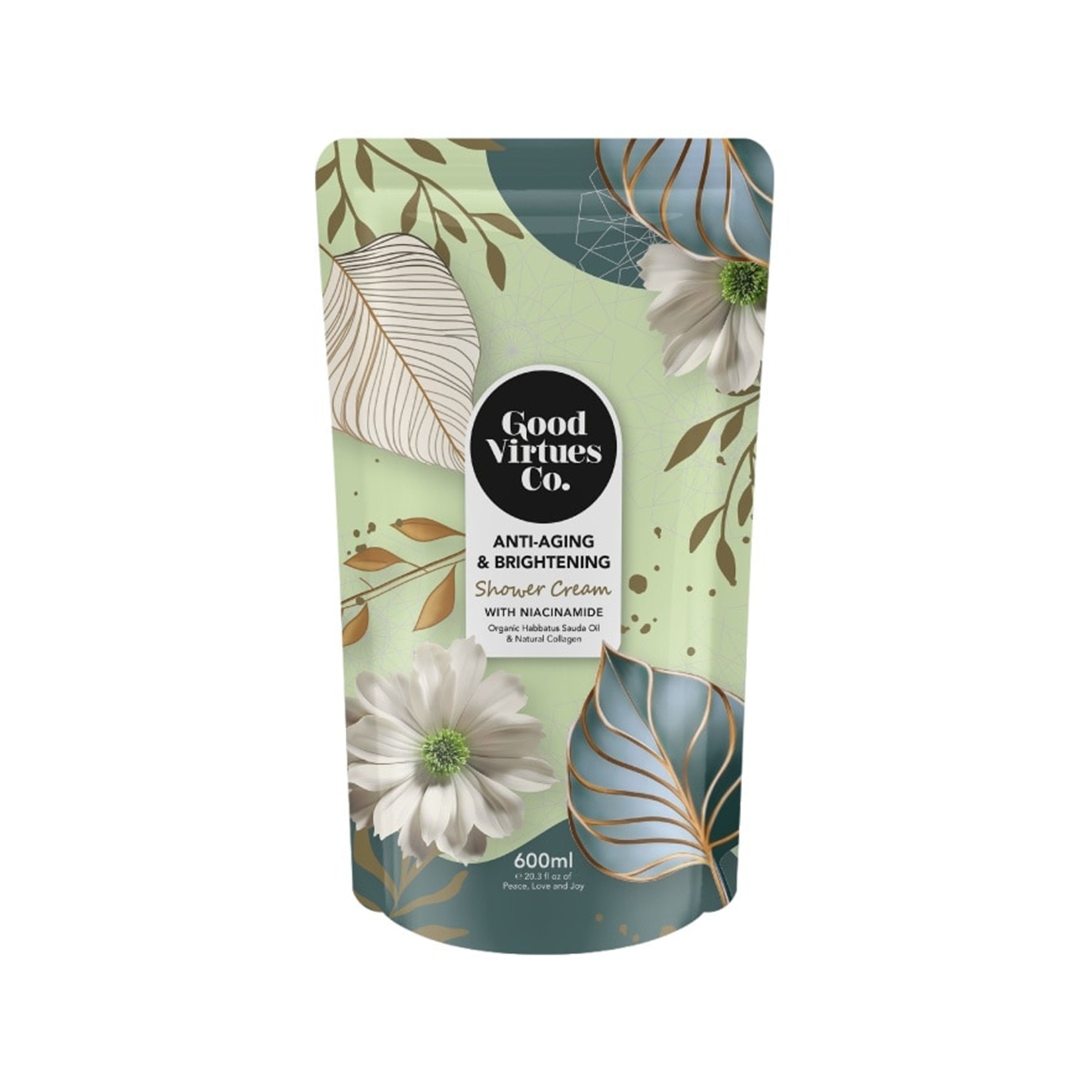 Good Virtues Co. Anti-Aging and Brightening Shower Cream (With Niacinamide) 600mL (Refill Pack)