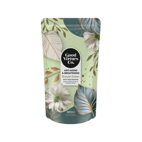 Good Virtues Co. Anti-Aging and Brightening Shower Cream (With Niacinamide) 600mL (Refill Pack)