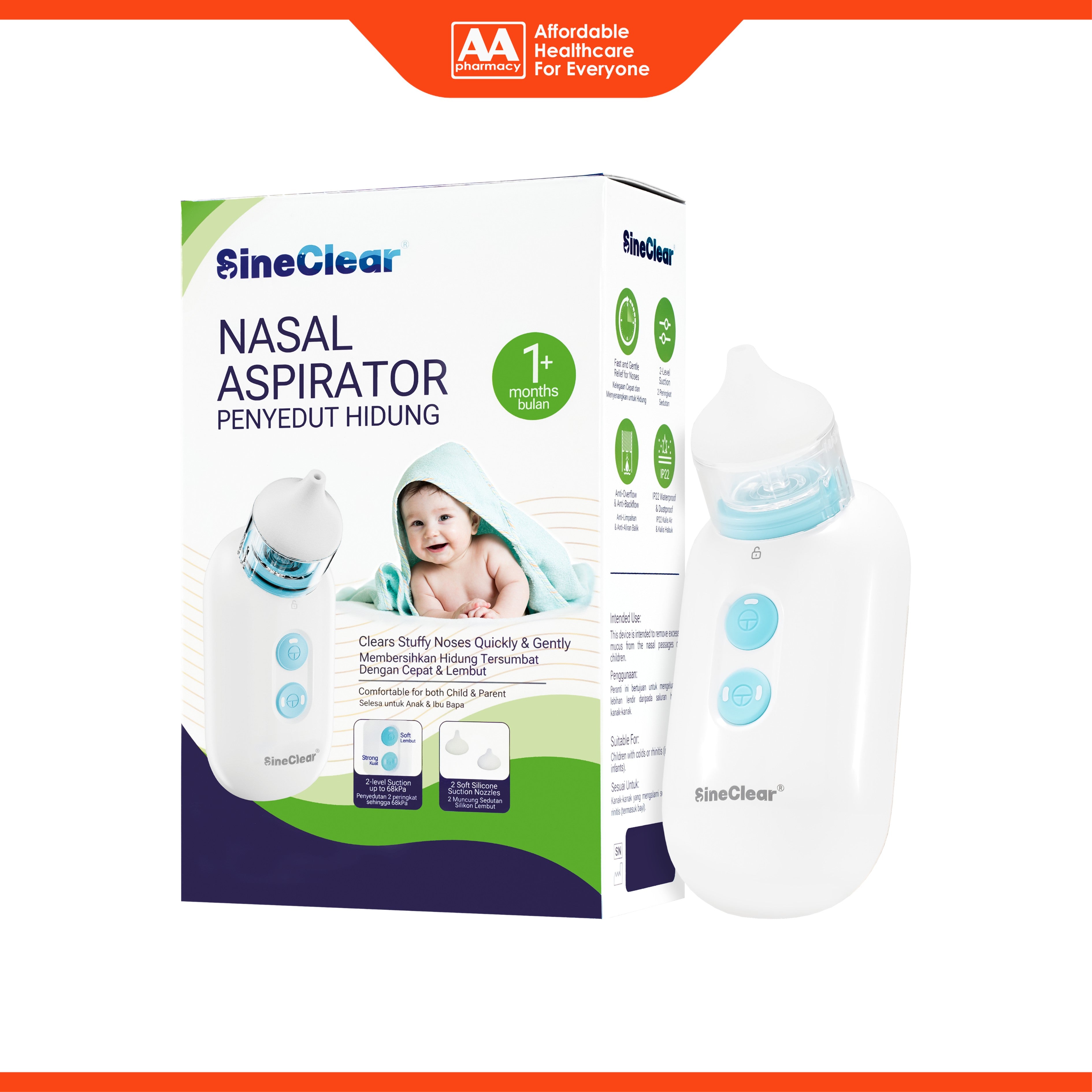 SineClear Nasal Aspirator - For Babies 1+ Months [6 Months Warranty]