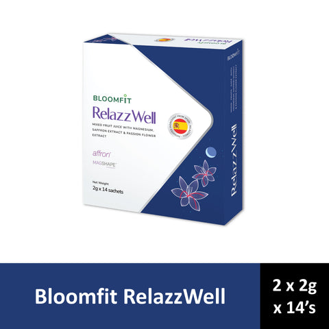 Bloomfit RelazzWell (Mixed Fruit Juice with Magnesium, Saffron Extract and Passion Flower Extract) Sachet 2x2gx14's