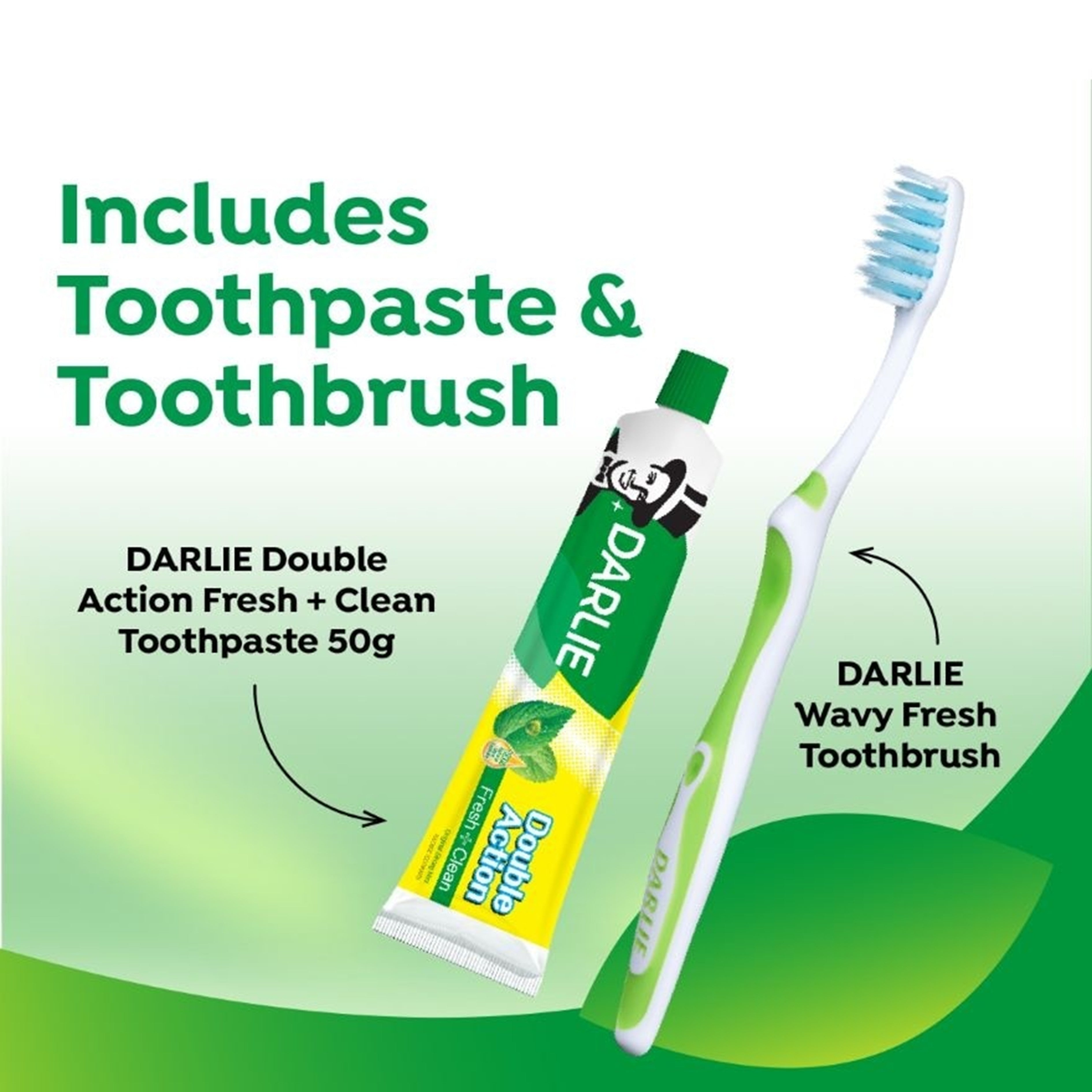 Darlie Oral Care Travel Kit for Adult (Double Action Toothpaste 50g + Wavy Fresh Toothbrush T23R)