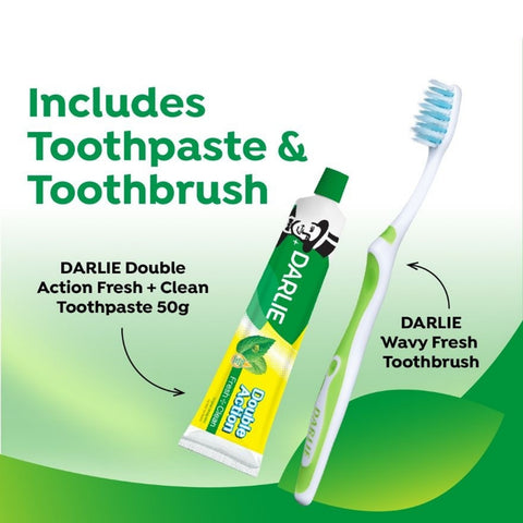 Darlie Oral Care Travel Kit for Adult (Double Action Toothpaste 50g + Wavy Fresh Toothbrush T23R)