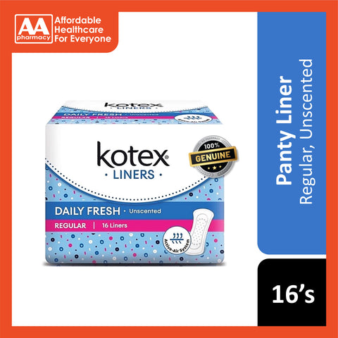 Kotex Liners (Daily Fresh, Regular, Unscented) 16's