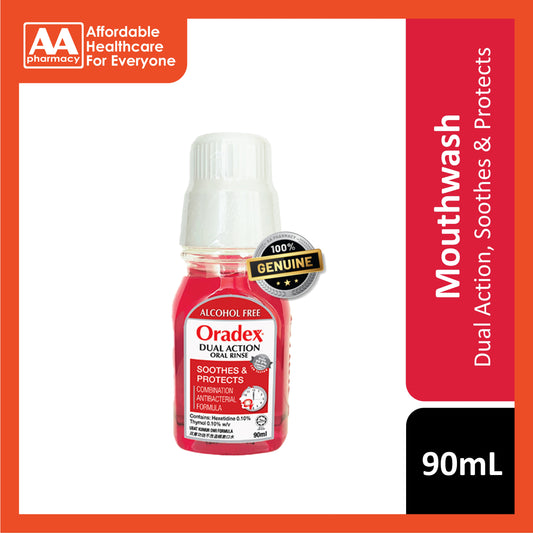 Oradex Dual Action Oral Rinse (Alcohol Free) 90mL