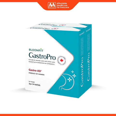 Bloomfit GastroPro (Mixture of Orange Juice and Lemon Juice Powder with Fermented Soy and Probiotic) Sachet 2x3gx14's