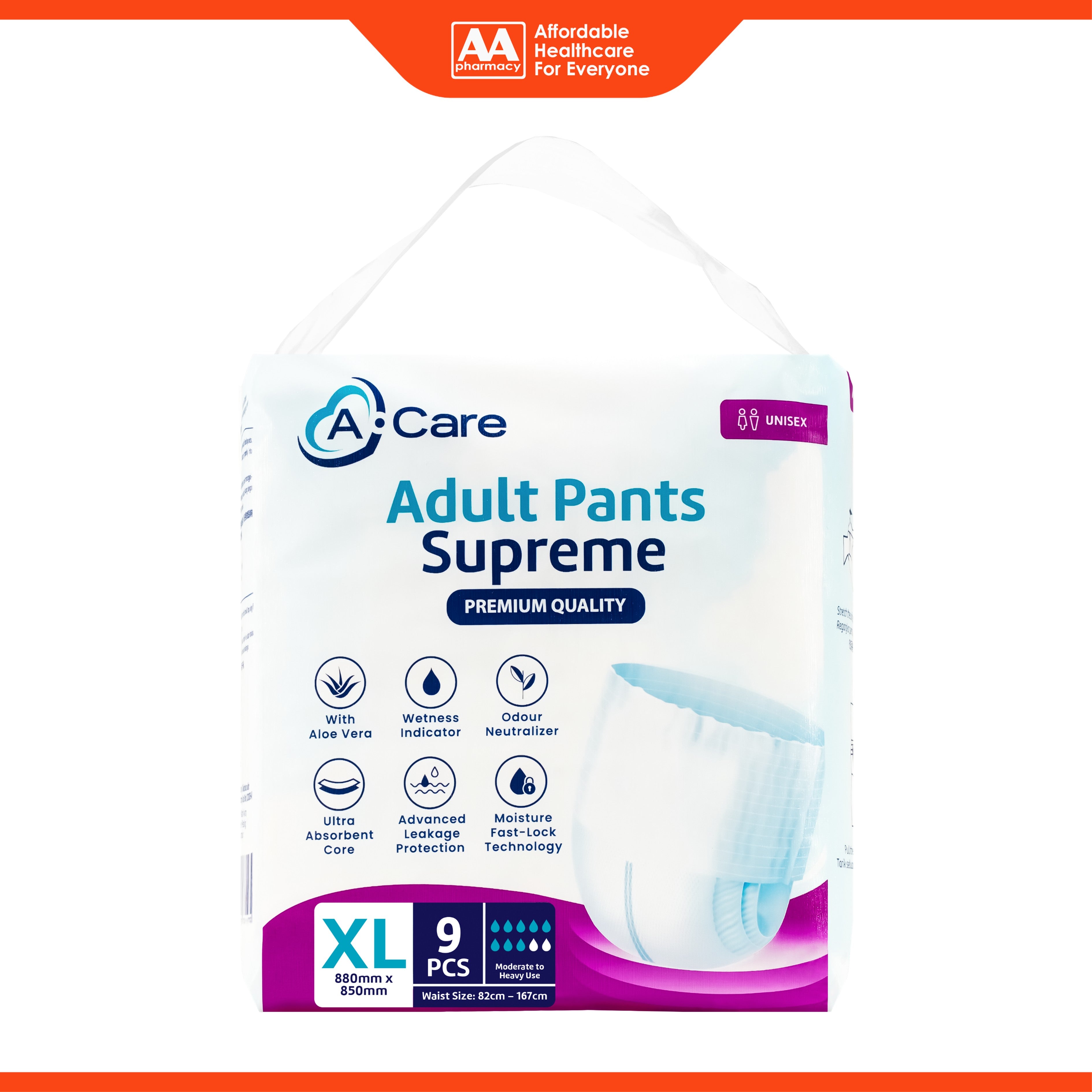 A-Care Supreme Adult Pants Size XL 9's (82-167cm)