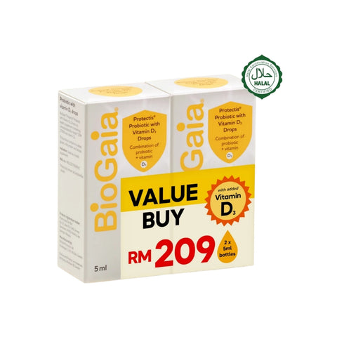 BioGaia Protectis Probiotic with Vitamin D3 Drops 5mLx2's [Twinpack]