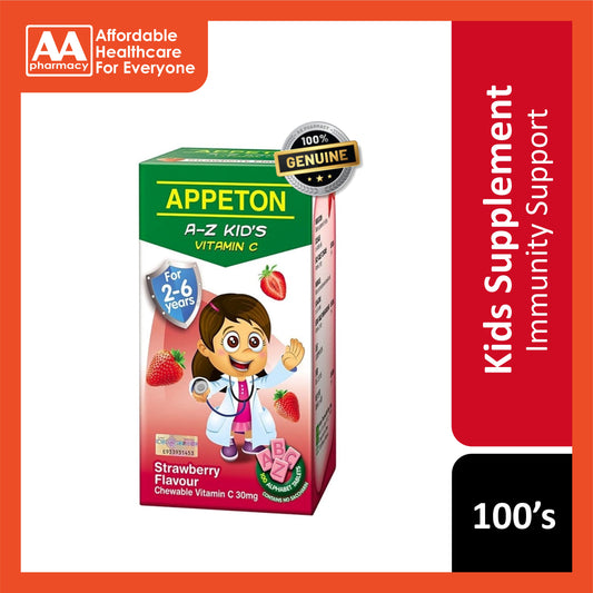 Appeton A-Z Kid's Vitamin C 30mg (Strawberry Flavour) Chewable Tablet 100's [For Children 2-6 Years]