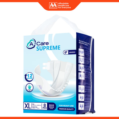A-Care Supreme Adult Diapers Size XL 8's (140-173cm)