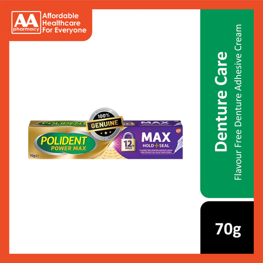 Polident Power Max (Max Hold + Seal) Denture Adhesive Cream 70g (Flavour Free)