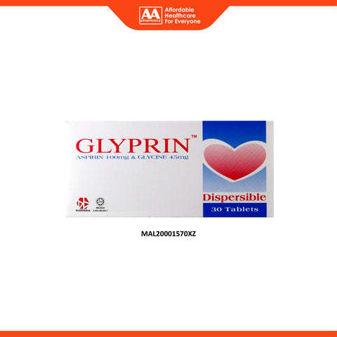 Glyprin (Aspirin 100mg and Glycine 45mg) Dispersible Tablet 3x10's