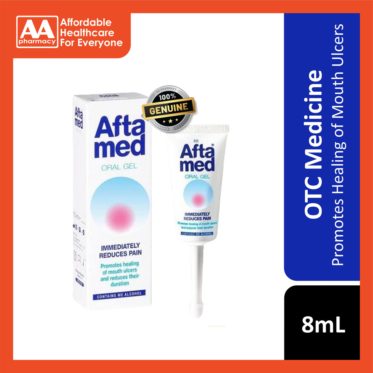 Promomts Aftamed Oral Gel 8mL (Promotes Healing of Mouth Ulcers) – AA Pharmacy