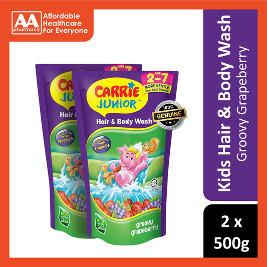 Carrie Junior Hair & Body Wash (Groovy Grapeberry) Refill Pack 2x500g