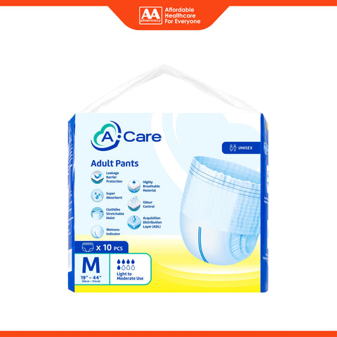 A-Care Adult Pants Size M 10's (50-112cm / 19-44 inches)