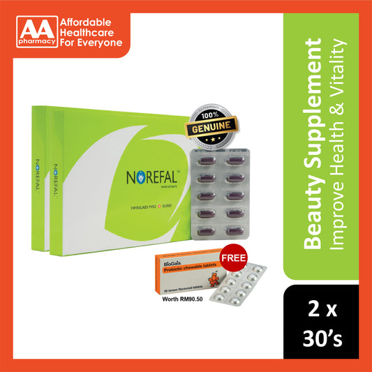 Norefal Swiss Extraits Sheep Placenta Extracts Softgel Capsule 2x30's [Twinpack]