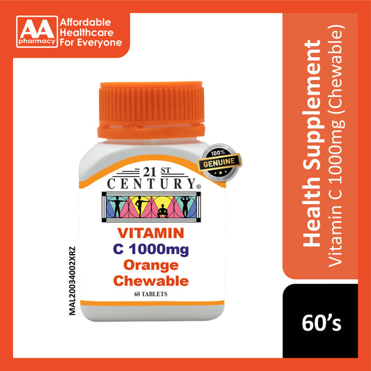 21st Century Vitamin C 1000mg Orange Chewable Tablet 60's