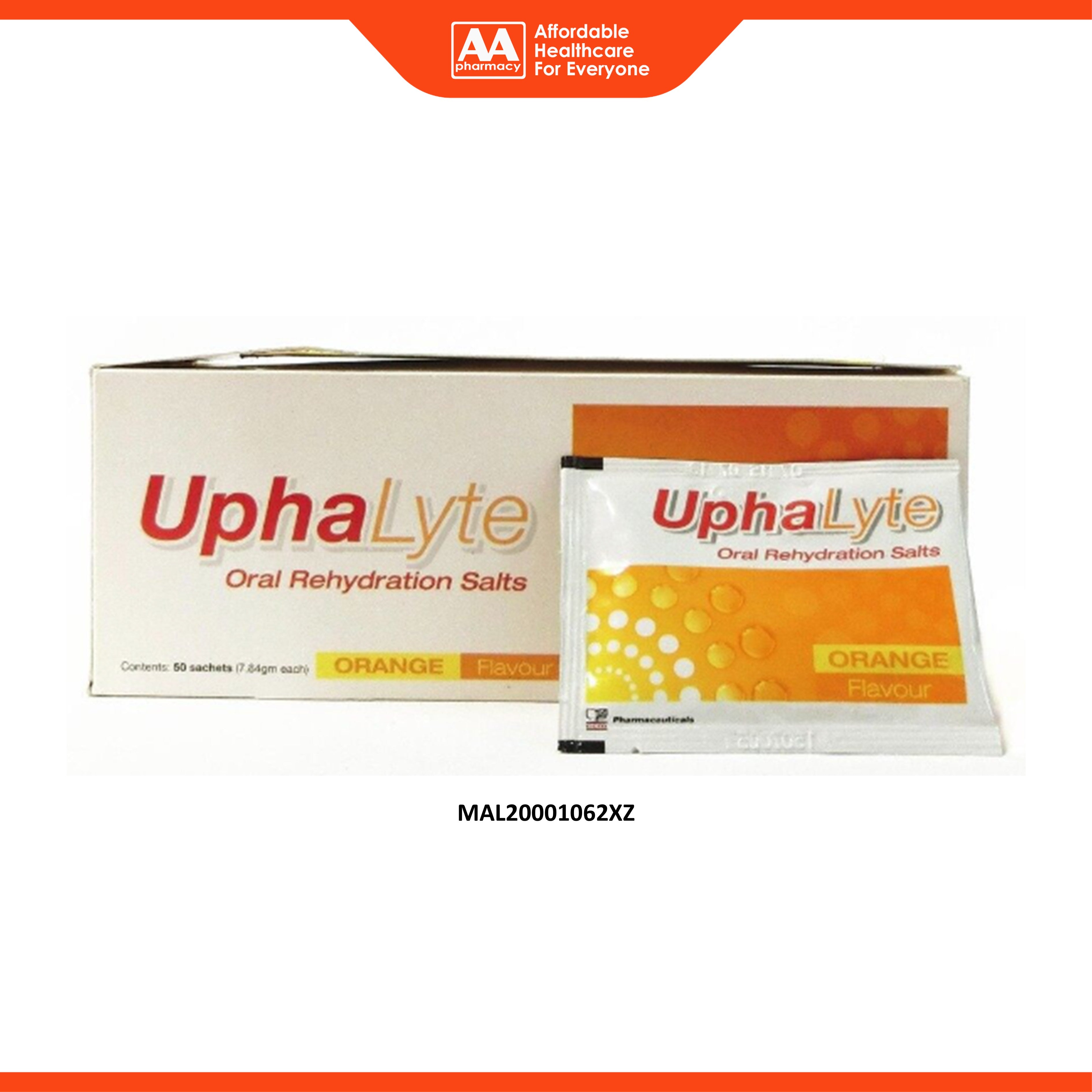 Uphalyte Oral Rehydration Salt Sachet 50's (Orange Flavour)