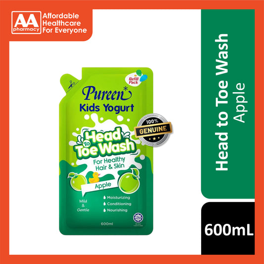 Pureen Kids Yogurt Head To Toe Wash Refill Pack 600mL - Apple