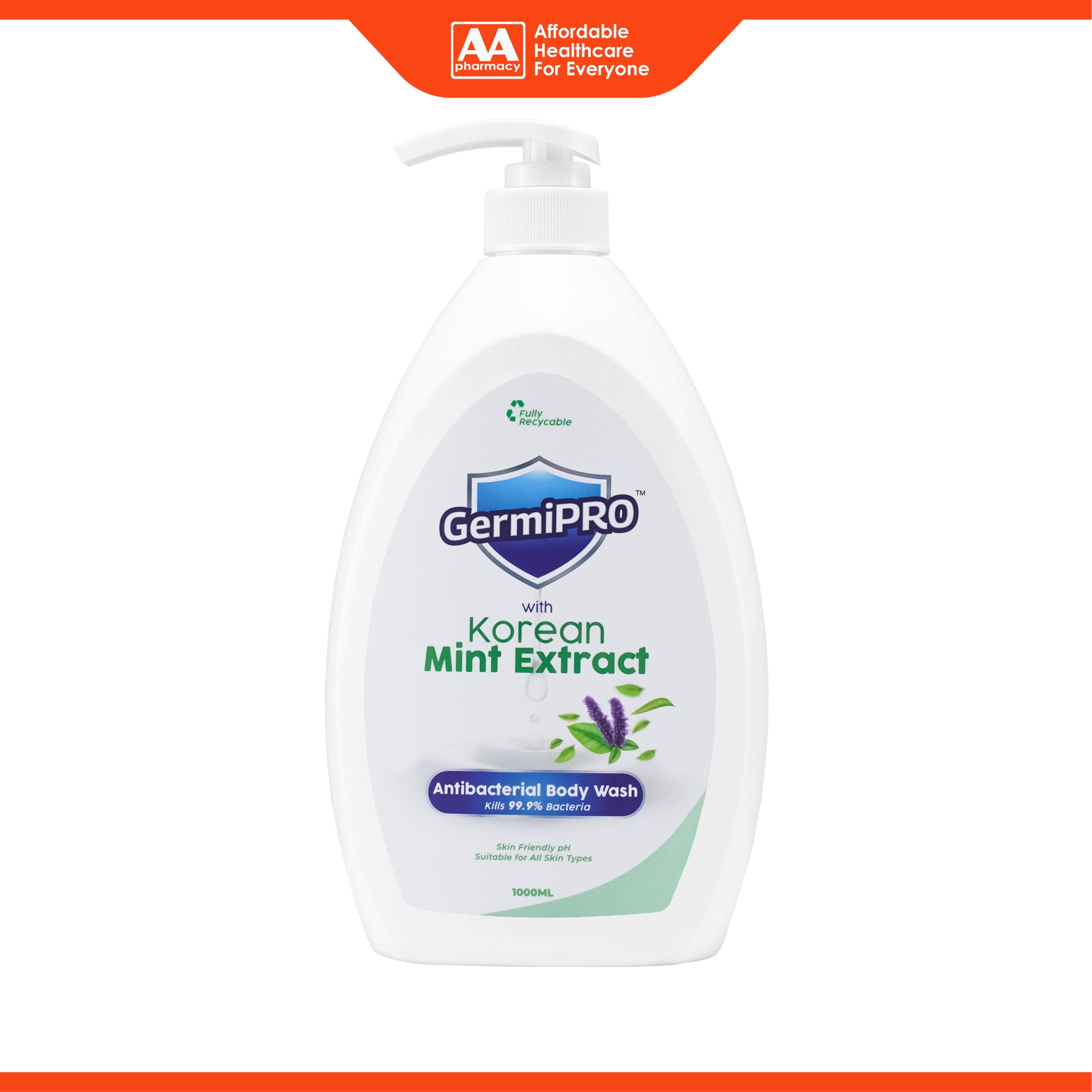 GermiPRO Antibacterial Body Wash - with Korean Mint Extract (1000ml)