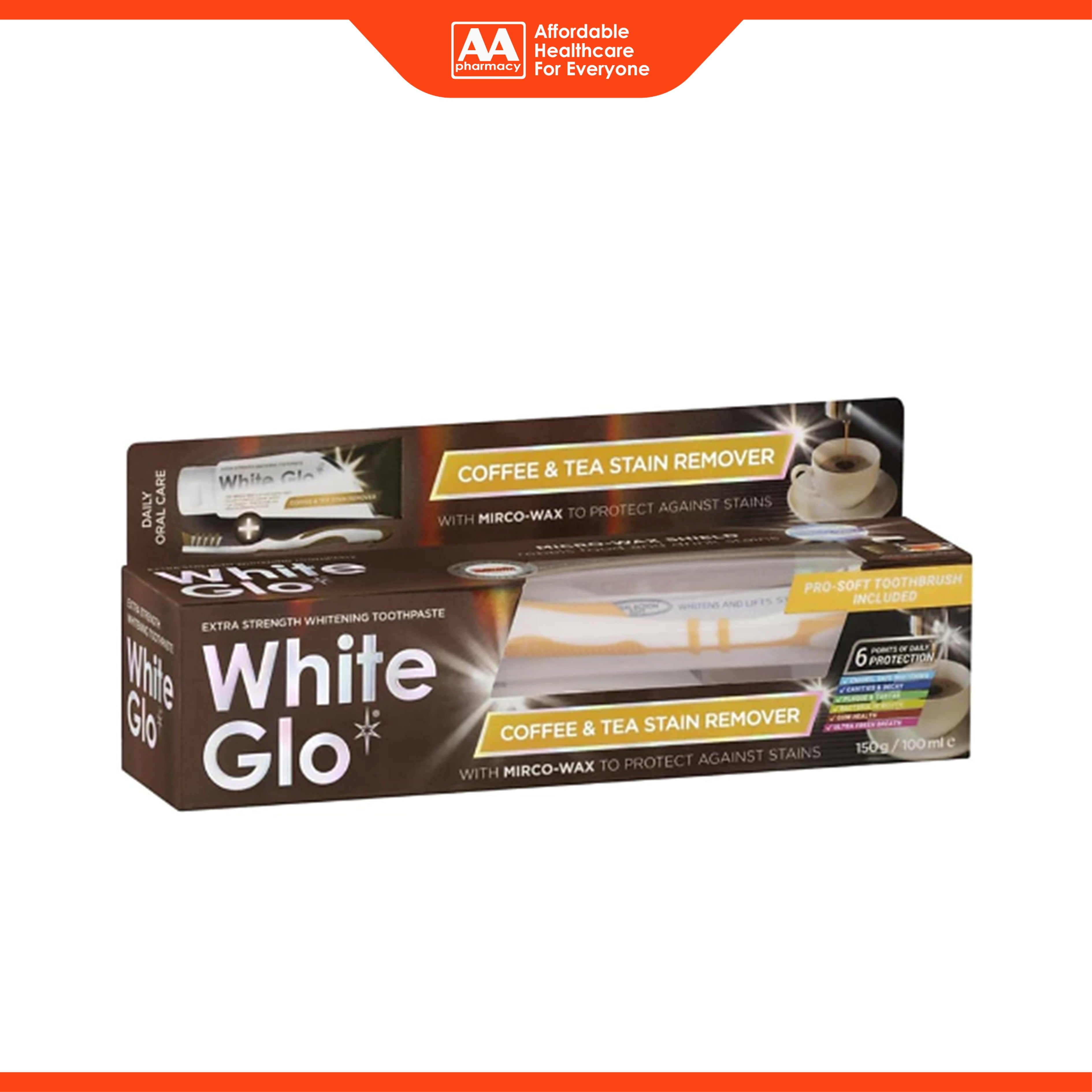 White Glo Extra Strength Whitening Coffee and Tea Stain Remover Toothpaste 150g