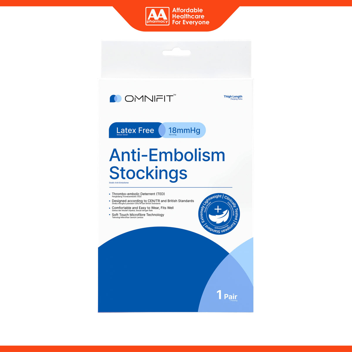 Omnifit Anti-Embolism Stockings 18mmHg (Size SS-XL) - MDA Approved