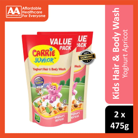 Carrie Junior Hair & Body Wash (Yoghurt Apricot) Refill Pack 2x475g