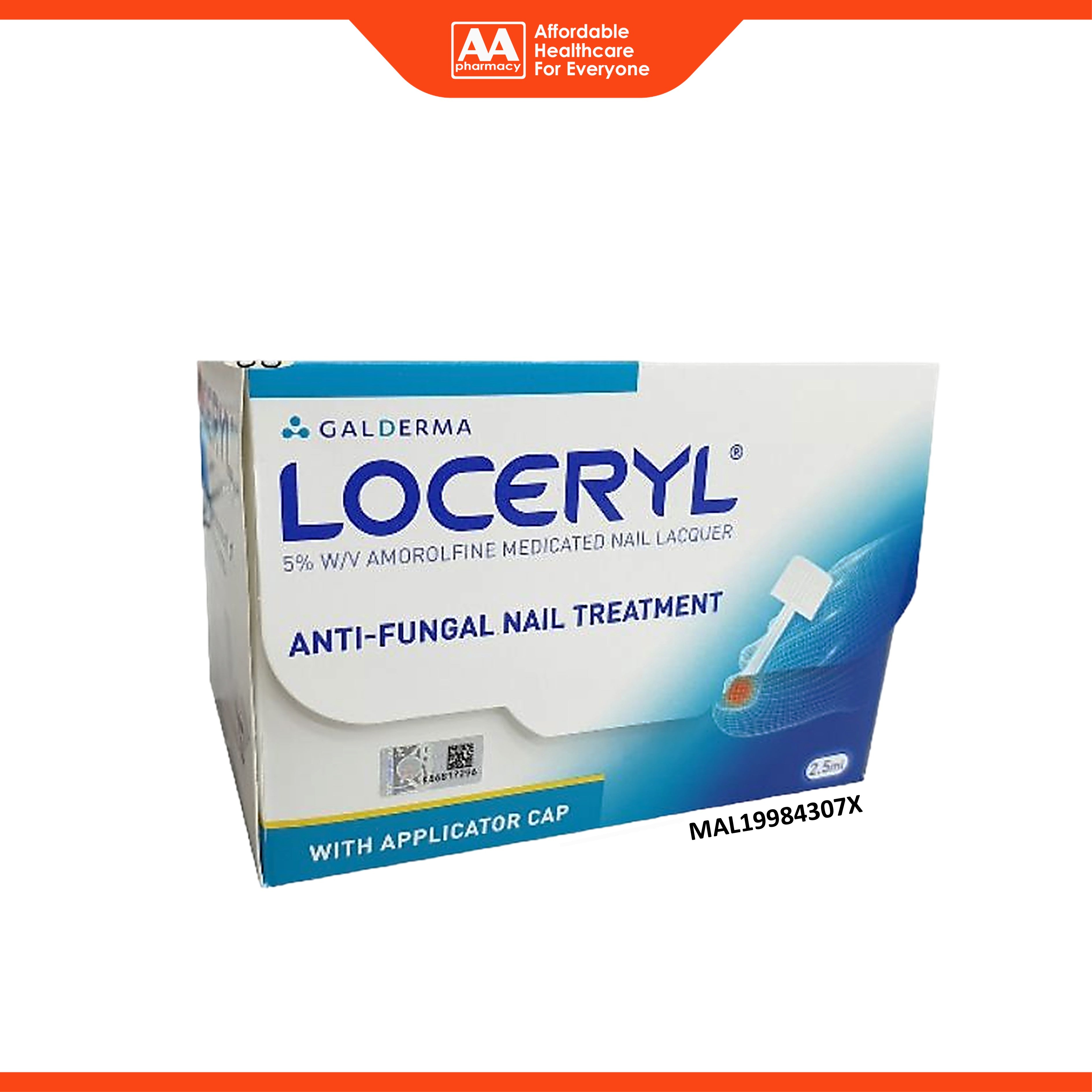 Loceryl 5% w/v Amorolfine Medicated Nail Lacquer 2.5mL (Anti-Fungal Nail Treatment)