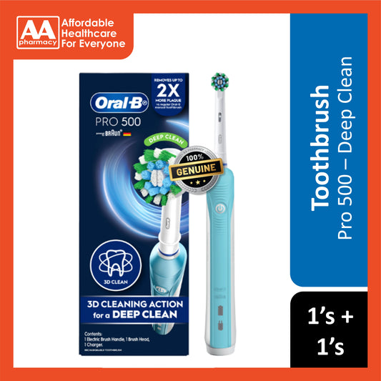 Oral-B Pro 500 Deep Clean Rechargeable Toothbrush (1 Handle, 1 Brush Head, 1 Charger)