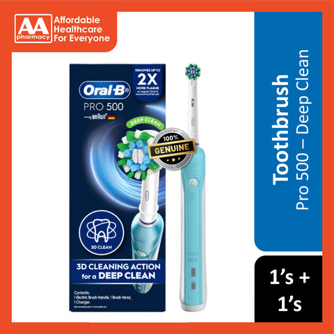 Oral-B Pro 500 Deep Clean Rechargeable Toothbrush (1 Handle, 1 Brush Head, 1 Charger)