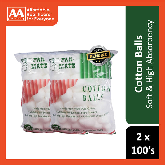 Pan-Mate Cotton Balls 2x100's [Twinpack]