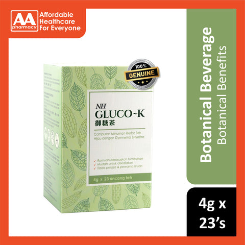 NH Gluco-K Botanical Beverage Mix Green Tea with Gymnema Sylvestre Tea Bag 4gx23's