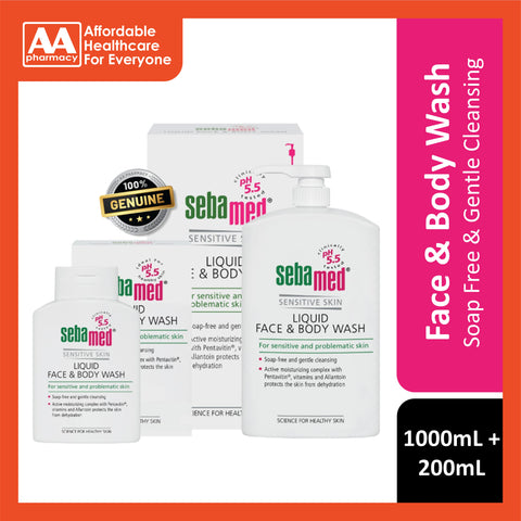 Sebamed Liquid Face and Body Wash 1000mL+200mL