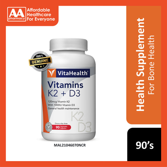 VitaHealth Vitamins K2 + D3 Vegetable Capsule 90's