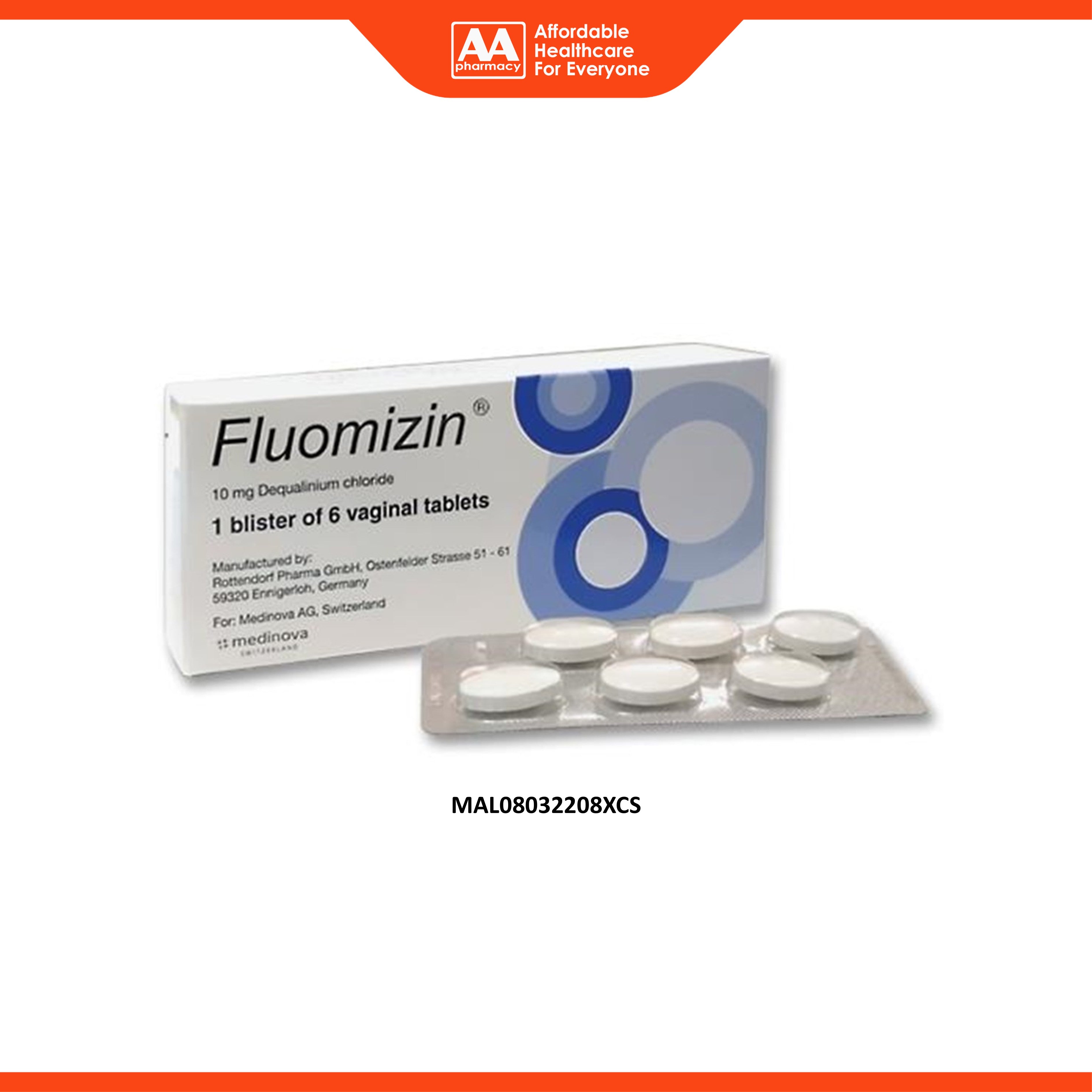 Fluomizin (Dequalinium Chloride 10mg) Vaginal Tablet (6's)