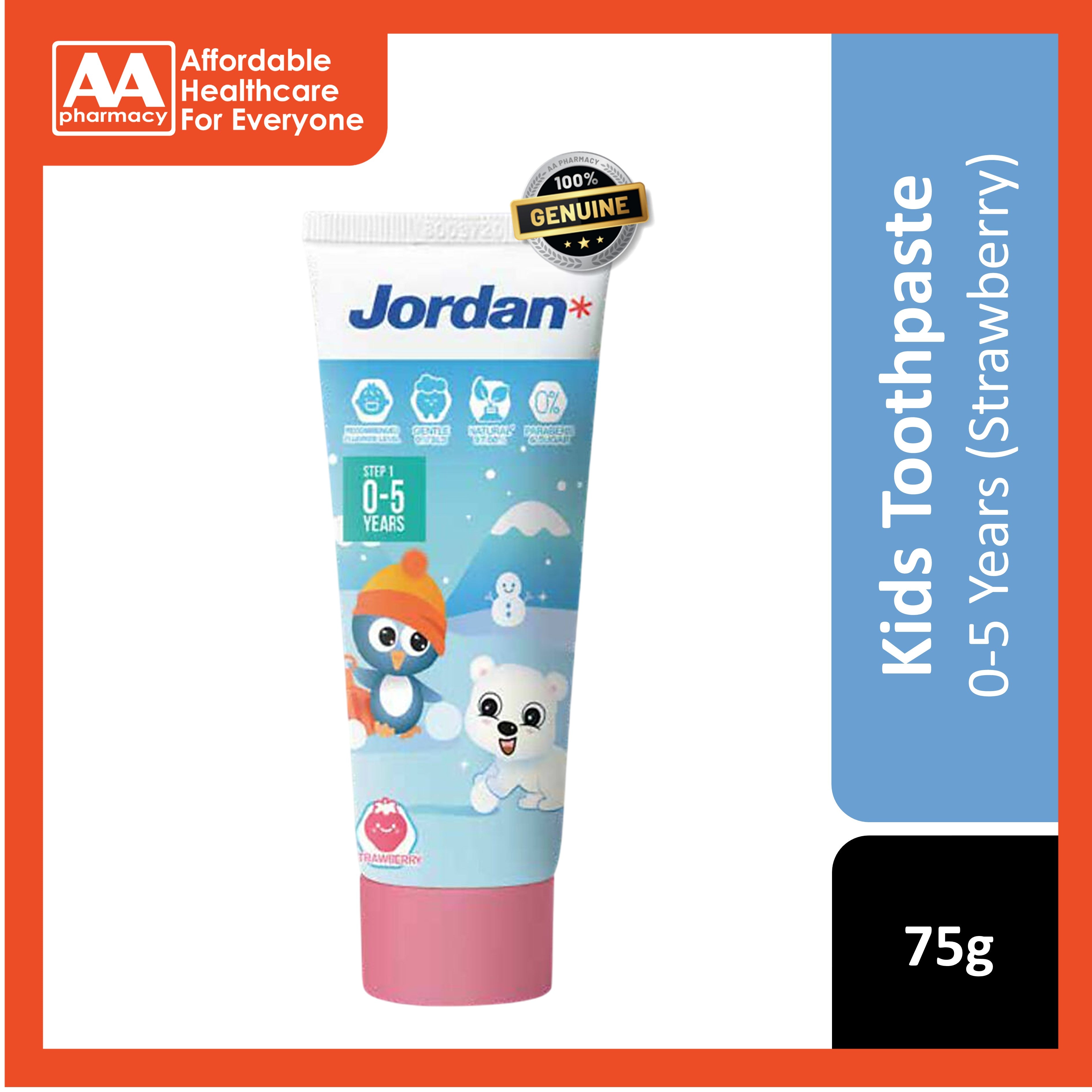 Jordan Toothpaste Step 1 (0 - 5 Years) 75g - Strawberry – AA Pharmacy